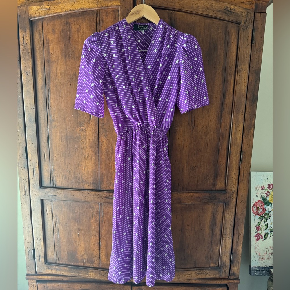 Vintage | Billy Jack Purple Striped Midi Dress | XS